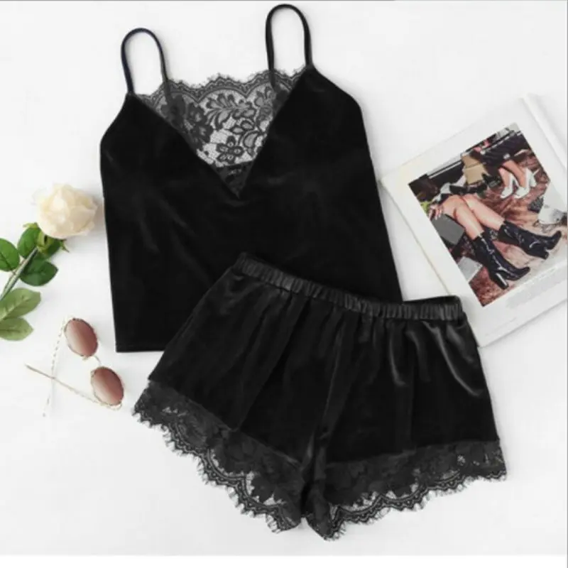 Fun And Sexy Suspender Skirt Pajamas Home Clothes Are Popular Lace Three-Point Home Clothes Are Popular