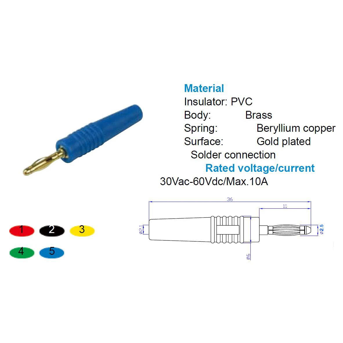 100Pcs Small Size Copper Gold Plated Male 2.5mm Banana Plug Wire Solder Type Connector Power Supply Terminal