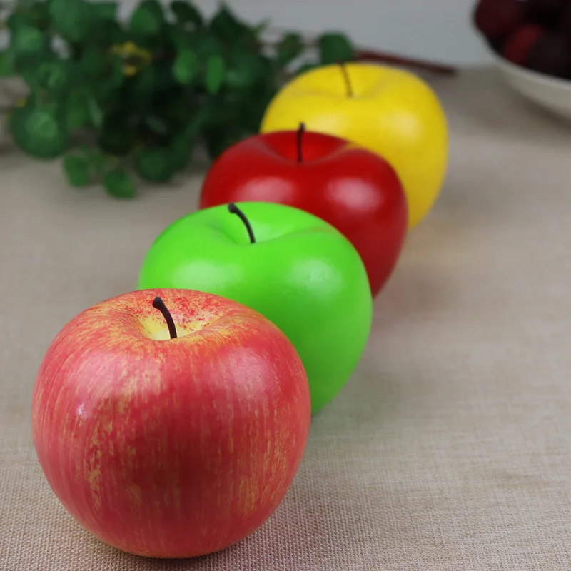 High Simulation Fruit Apple Plastic Fake Red Apples Photo Props Fruit Home Artificial Varietal Green Apples Fruit Shop Model Dec