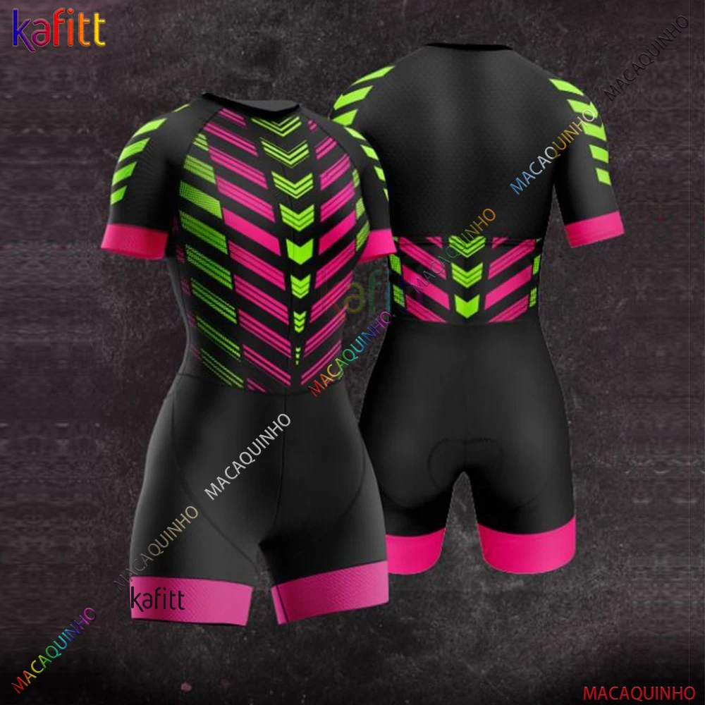 

2022 Kafitt Women's Stripe Cycling Clothes Triathlon Skinsuit Sets 20D Gel Pad Roupa Ciclismo Feminina Bike Jumpsuit Kits Summer