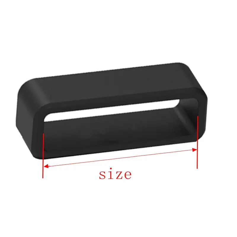 4Pc Black Watchbands  12 14 16 18 20 22 24 26 28 30mm Strap Loop Ring Silicone Rubber Watch Bands Accessories Holder Locker