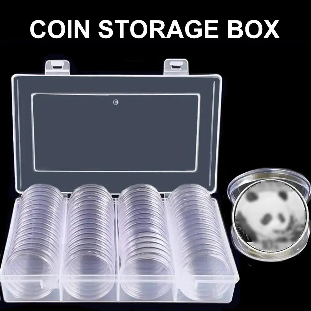Coin Case 60 Pieces 40 mm Silver Eagles Coin Capsules Coin Holder Storage Container with Storage Organizer coin box#D0