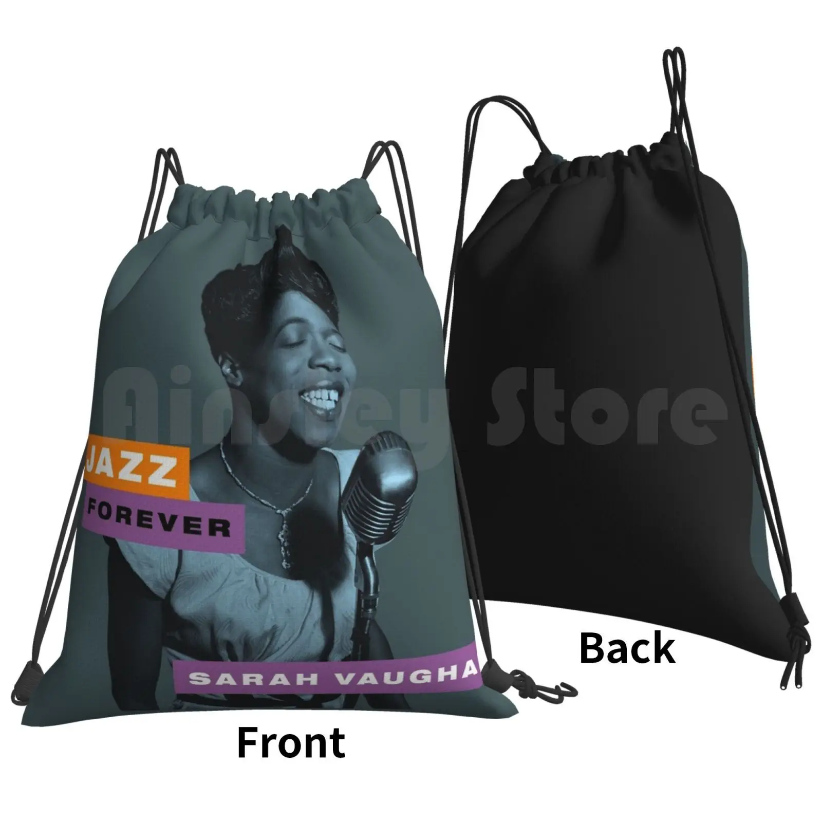 Jazz Forever-Sarah Vaughan Backpack Drawstring Bags Gym Bag Waterproof Jazz Forever Sarah Vaughan Jazz Forever Sarah