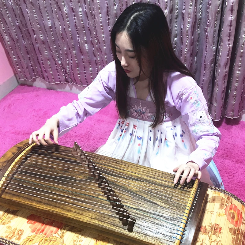 Mini Guzheng Portable Half-Zheng 21 Strings Zither Adult Children Playing Examination Finger Training Musical Instrument