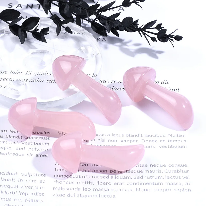 Natural Rose Quartz Mushroom Eye Massager Face Gouache Scraper Natural Stones Facial Lifting Massage Relieve Reduce Eye Fatigue
