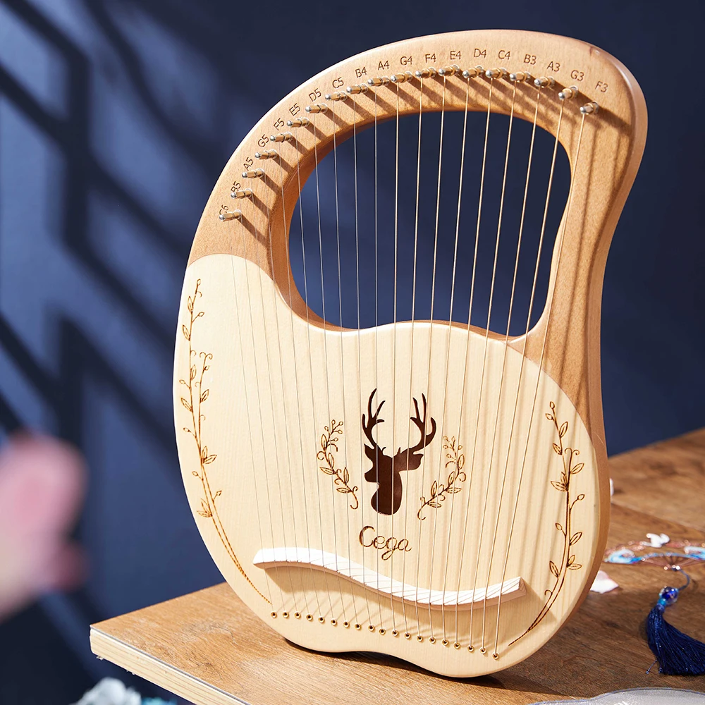 Lyre 19 Strings Lyre Harp Mahogany Wood Harp Piano Stringed Musical Instrument With Tuning Wrench Spare Strings