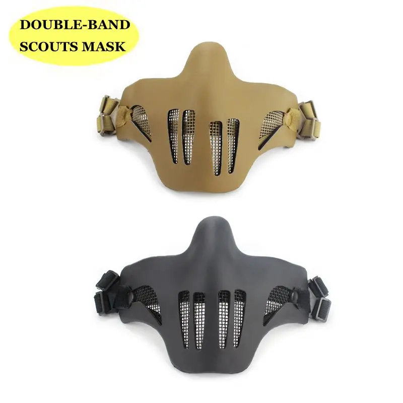 New DOUBLE-BAND SCOUTS MASK CS War Game Cosplay Hunting Shooting TPU Military Half Face Masks