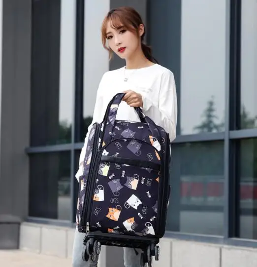 Women Travel Trolley Bags travel luggage bags on wheels trolley Backpacks carry on luggage bags Oxford Rolling Wheeled Backpack