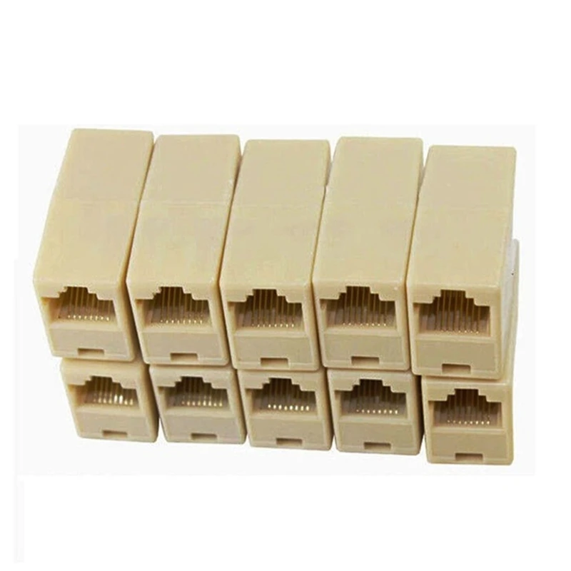 10 sztuk nowy stop narzędzi internetowych RJ45 CAT5 złącze wtyk Adapter przedłużacz kabla sieciowego złącze