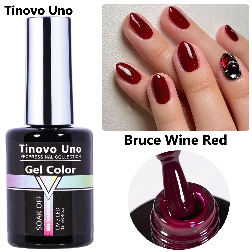 

Tinovo Uno 12ML Gel Nail Polish Wine Red Color Varnish Hybrid UV Semi Permanent Manicure Nail Art Acrylic Nails Salon Supply