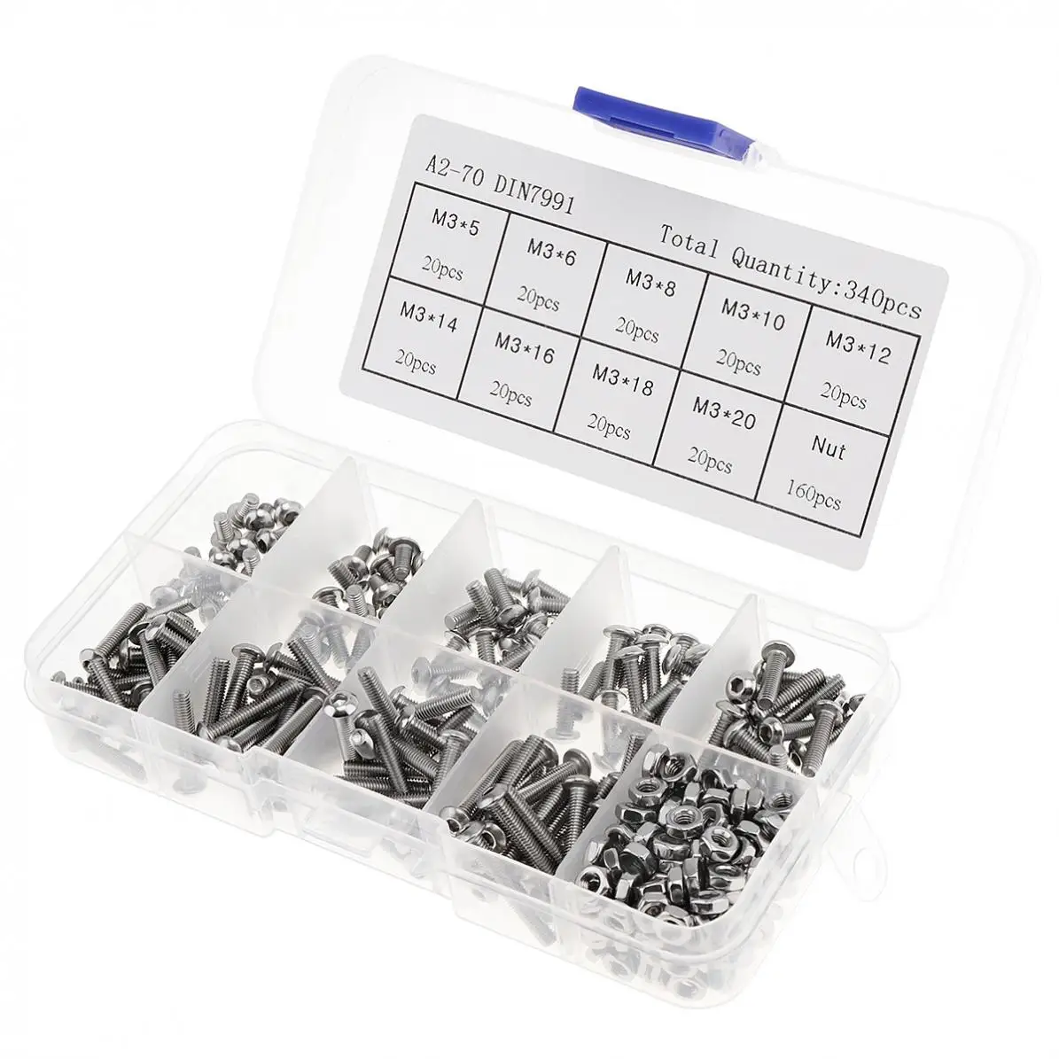 Ensemble d'outils de réparation, 340 pièces/lot, acier inoxydable, tête semi-circulaire M3, vis hexagonales, boulons, écrous