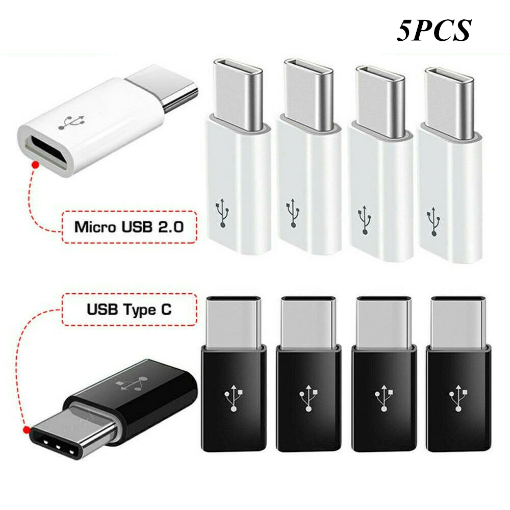 5Pcs/set New Micro USB Female To Type C Male Adapter Converter Micro-B To USB-C Connector Charging Adapter Phone Accessories