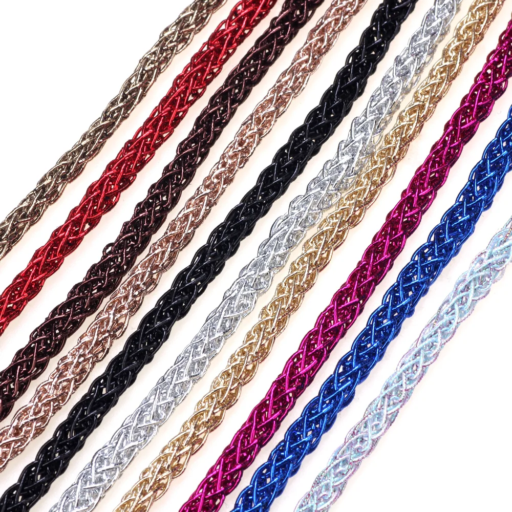 4MM 250 CM/Lot Emas Perak Logam Warna-warni Mesh Benang Lembut DIY Gelang/Kalung/Sepatu/Topi/Tas Tangan Membuat Perhiasan