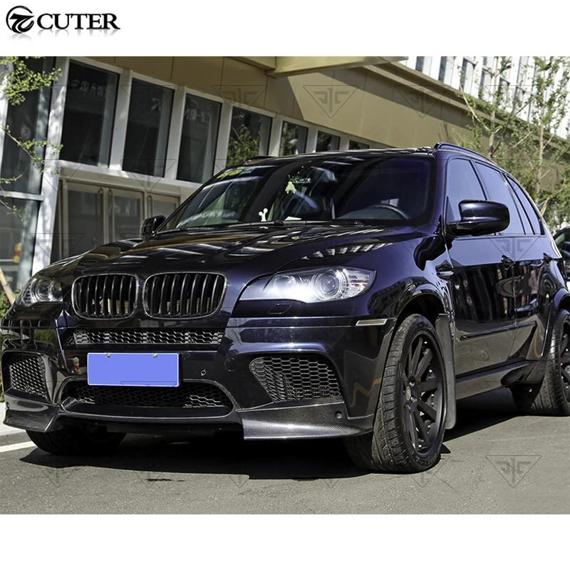 E71 X6M E70 X5M Ak Style Carbon Fiber Front Bumper Lip for Bmw E71 X6M Front Splitter Body Kit 2008-2014