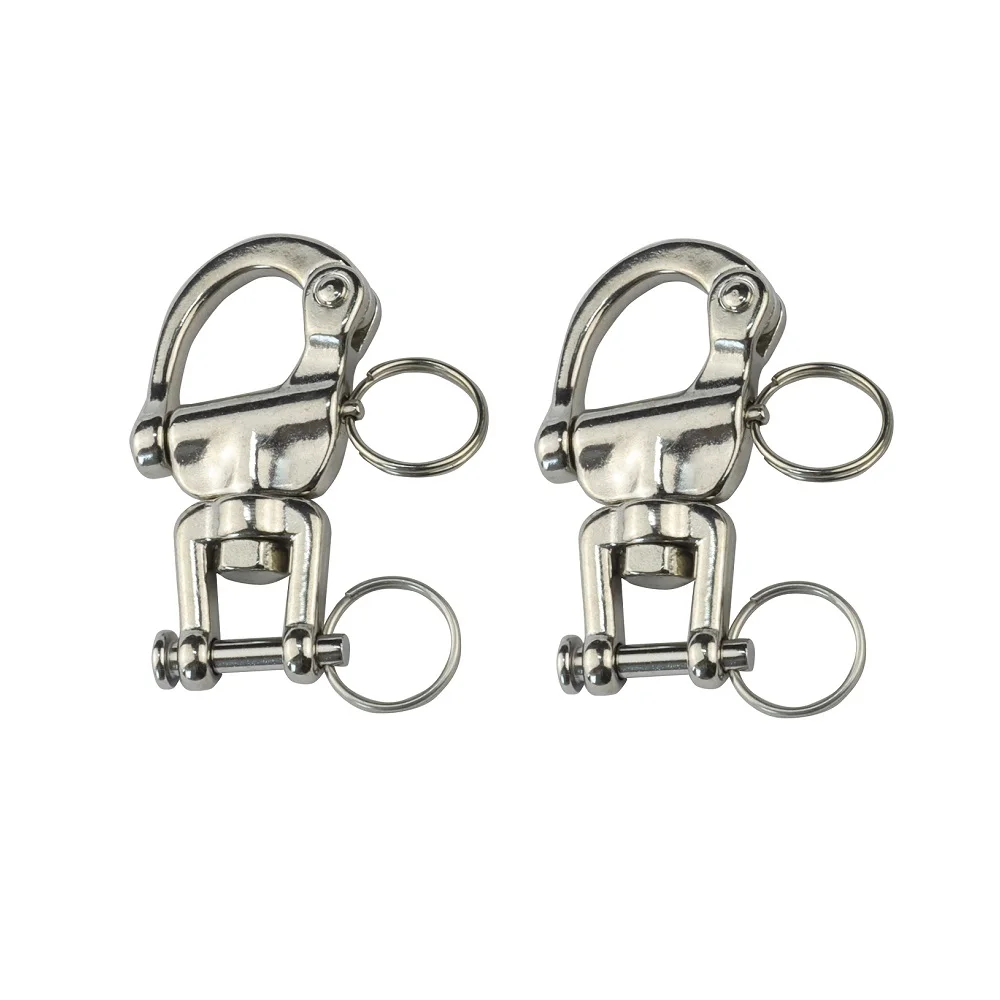 2PCS 316 Stainless Steel Safety Clevis Pin Swivel Snap Shackle 70mm 87mm 128mm Rigging Metal Big Chain Link Locking Shackles