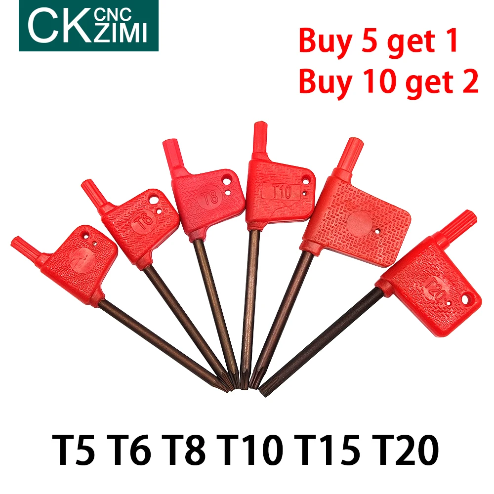 1PCS T T5 T6 T8 T10 T15 T20 CNC tool bar wrench Key Wrench Hex Wrenches Spanner Red Color For Lathe Turning Tools lathe cutter