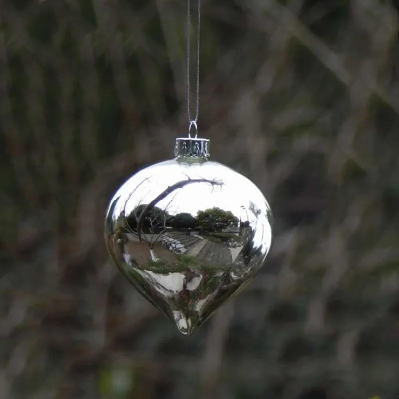 16ピース-パック直径-8センチメートル小型銀メッキガラスタマネギペンダント家の装飾クリスマスの日ハンギンググローブ