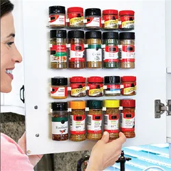 4 Layers Spice Rack Organizer Wall Cabinet Door Hanging Spice Jars Clip Hooks Set Storage Holder Gripper Kitchen Accessories