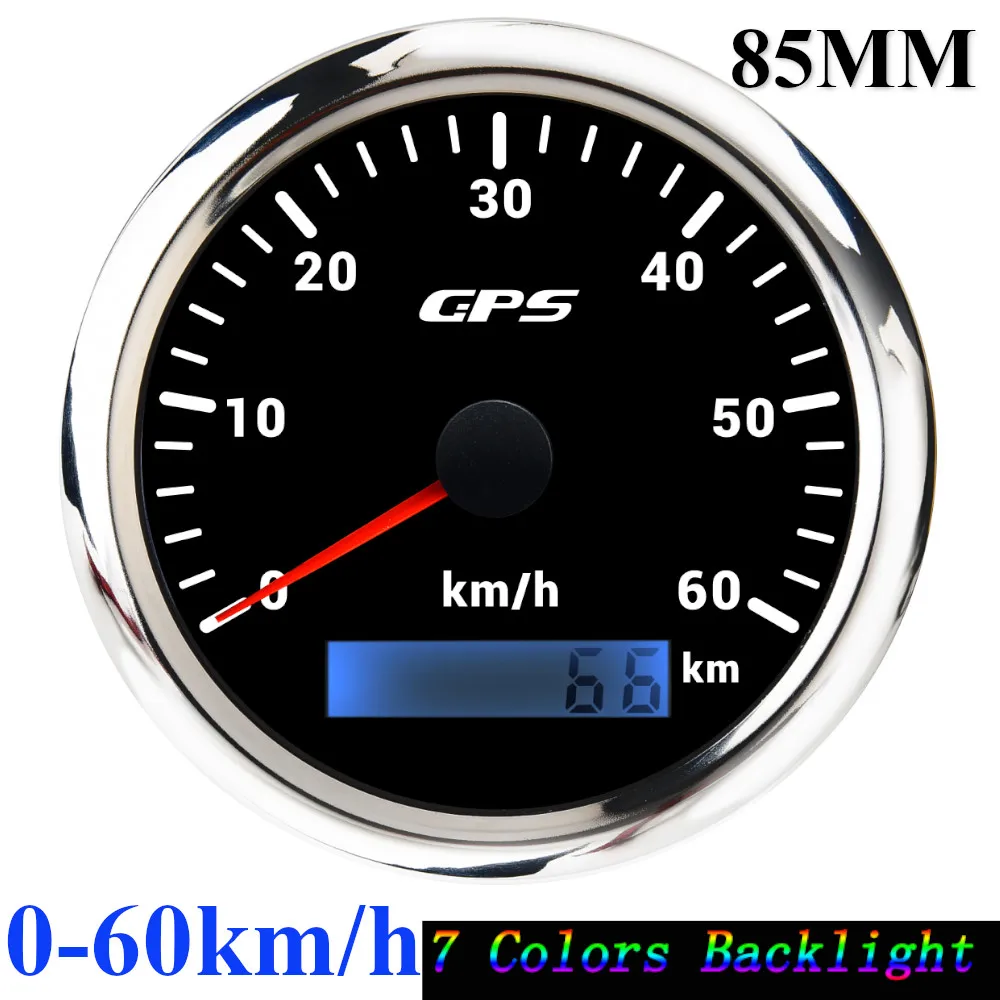 85mm GPS Speedometer Odometer Gauge 0-120MPH 160MPH 120KMH 200kmh with 7Colors Backlight For Car Boat Motorcycle Truck 12V/24V image 3