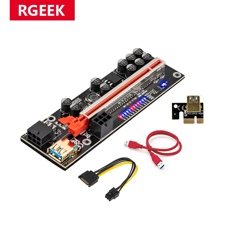 RGEEK V011 Pro Pcie Riser 011 Plus Cabo Riser Card Pci Express X16 10 Capacitors USB 3.0 Cable For GPU Graphics Card