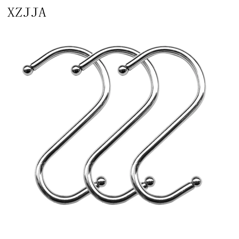 XZJJA 2-8Pcs Metal S Shaped Hooks Kitchen Bathroom Accessoires Hanging Storage Racks Key Hanger Sundries Organizer Butcher Hooks