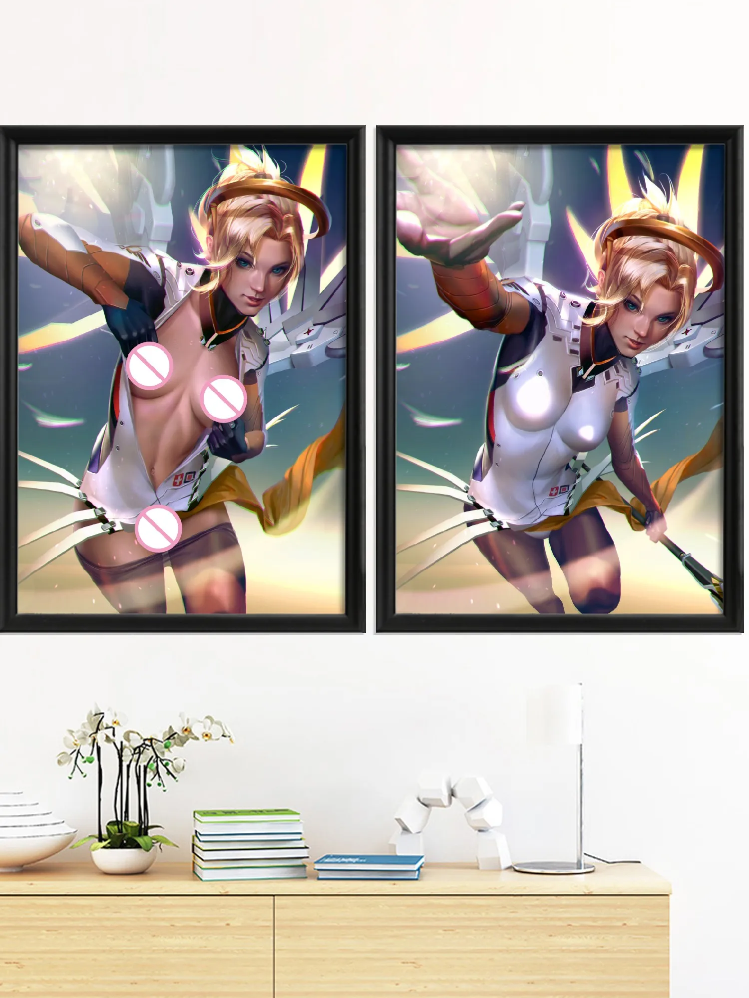 Mercedes Anime Cartoon Art-Poster Prints, Sexy Nude Girl Game, Sombra Pharah, Custom Home Decor, Wall for Living Room Decoration