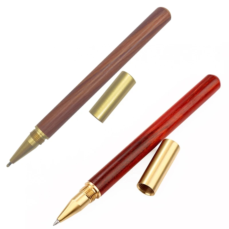 Vintage Wood Body Ballpoint Pen Ball Pens Brass Ball Roller Pen Metal Cap Stationery School Supplies