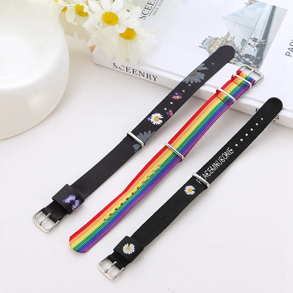 Daisy Strap Bracelets for Girls Boys Rainbow Wristband Women's Bracelet Cotton Linen Adjustable Charm Straps Couple Jewelry image 4