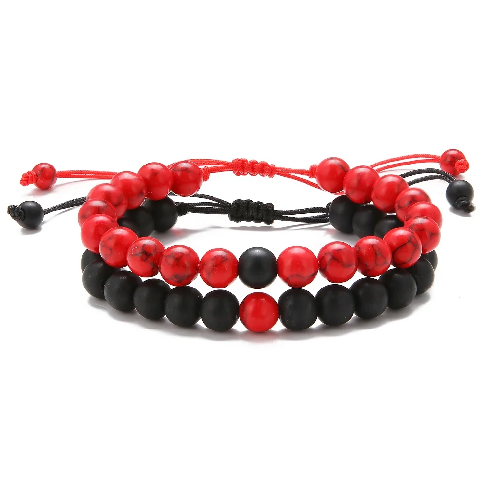 2 Pcs/Sets Charm Jewelry Volcanic Stone Beads Bracelets for Women Vintage Bracelets Bangles Cuff Adjustable Bracelet