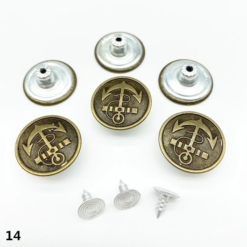 20pcs 20mm Bronze Fashion Metal Jeans Button Shank for Garment Pants Sewing Clothes Accseeories Handmade #Ro