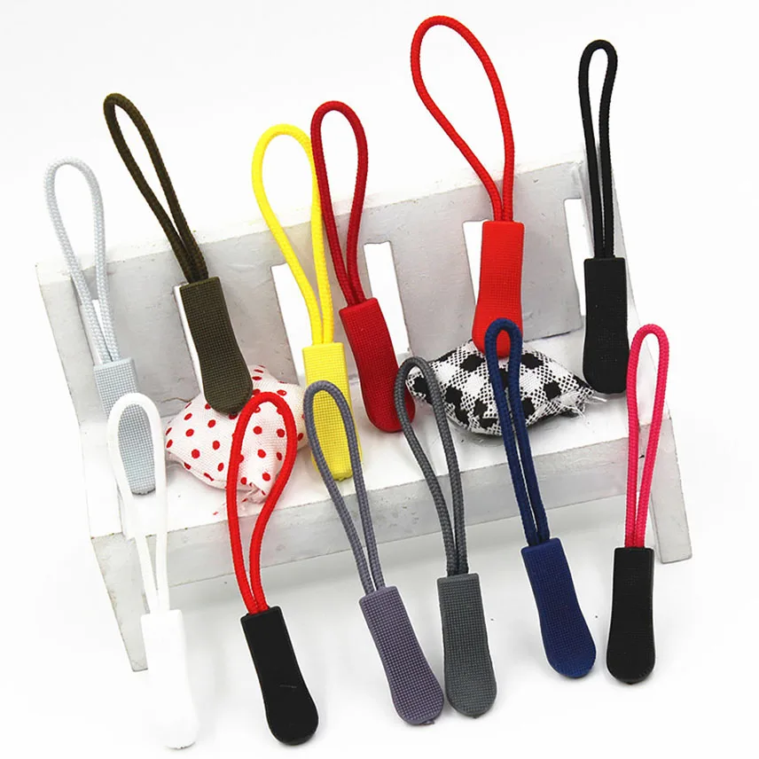 10pcs Zipper Pull Puller Zipper Repair Kit Colored Pull Tabs End Fit Rope Cord Replacement Clip Coat Backpack Zipper Accessories