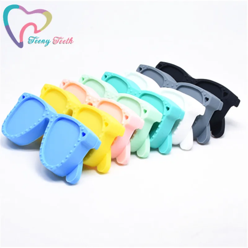 Teeny Teeth 10 PCS Sunglasses Teether Pendants Toy,Baby Shower Gift,Chew Toy,Teething Baby Gift,Silicone Sunglasses Pendants