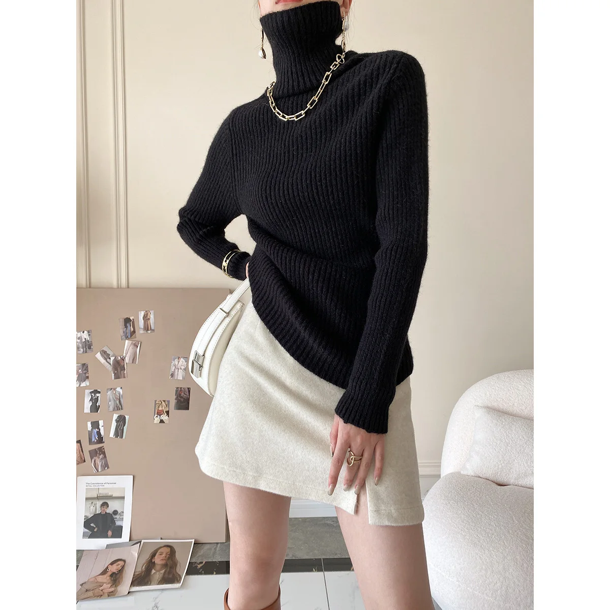 

Women Turtleneck Sweaters Fall Winter Korean Slim Pullover Basic Tops Long Sleeve Knitted Sweater Soft Warm Pull Jumper 2022 New