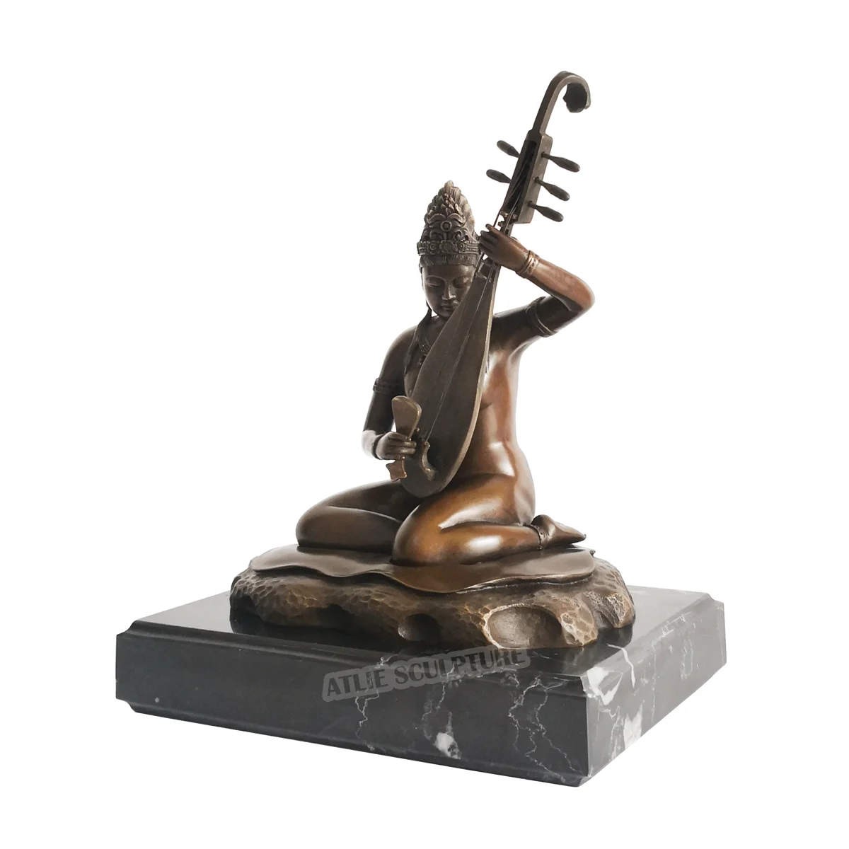 Bronze Saraswati Sculpture Hindu Mythology Wisdom Wealth Goddess India Buddha Figurine Statue Art for Business Gift