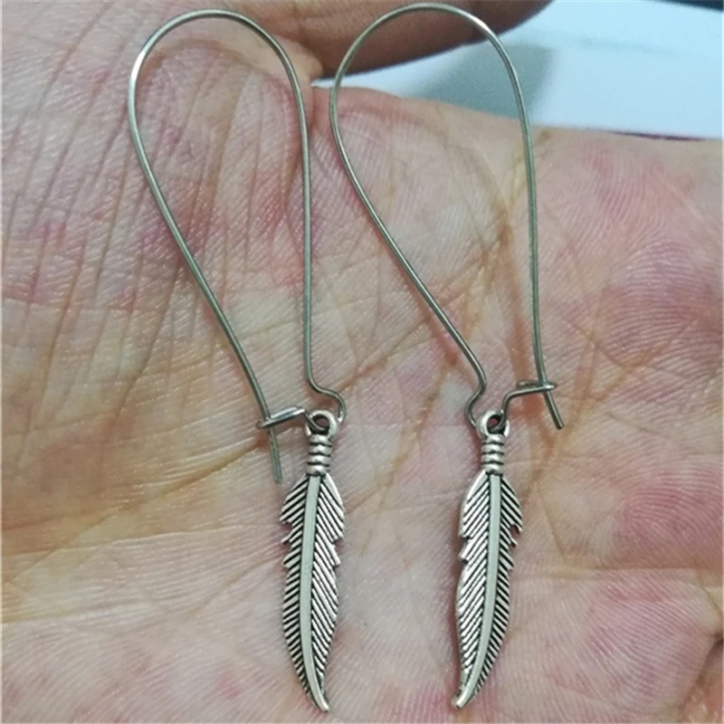 Feather Earrings, Antique Silver Color Kidney Wires, Boho Jewelry, Bohemia Jewelry, Feather Jewelry