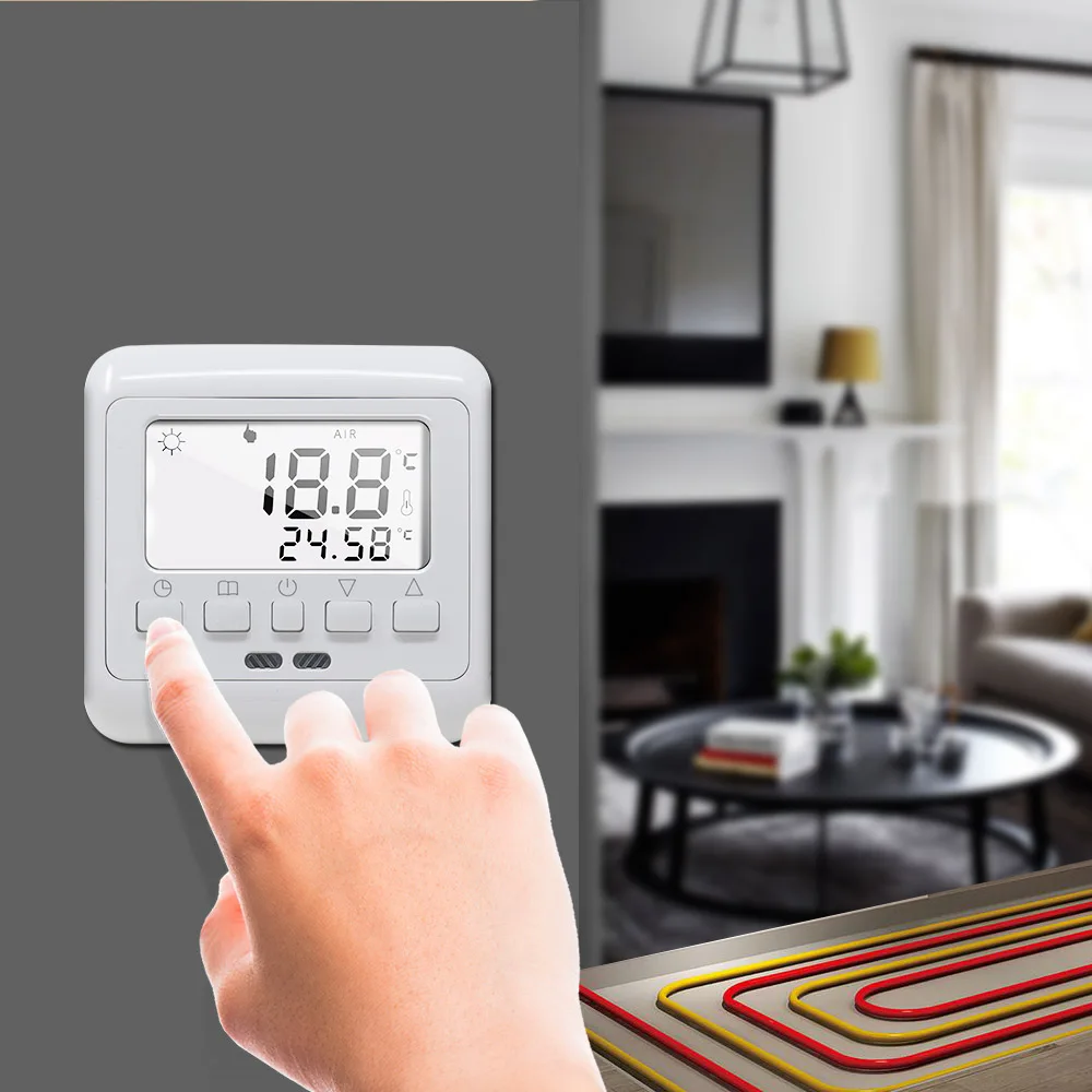 Mechanical Digital Floor Heating Thermostat Underfloor Warm Temperature Controller Weekly Programmable with LCD Backlight