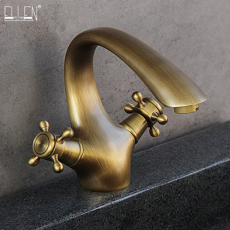 

ELLEN Bathroom Faucets Antique Bronze Bath Basin Sink Faucet Hot Cold Water Mixer Tap Crane Deck Mounted Single Handle EL7426