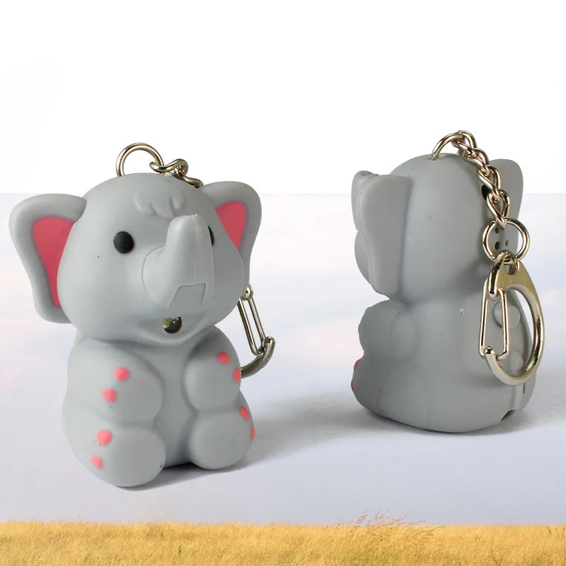 LED Dumbo Keychain Cute Light Sound Animal Elephant Doll Figure Toy Key Ring Pendant Gift