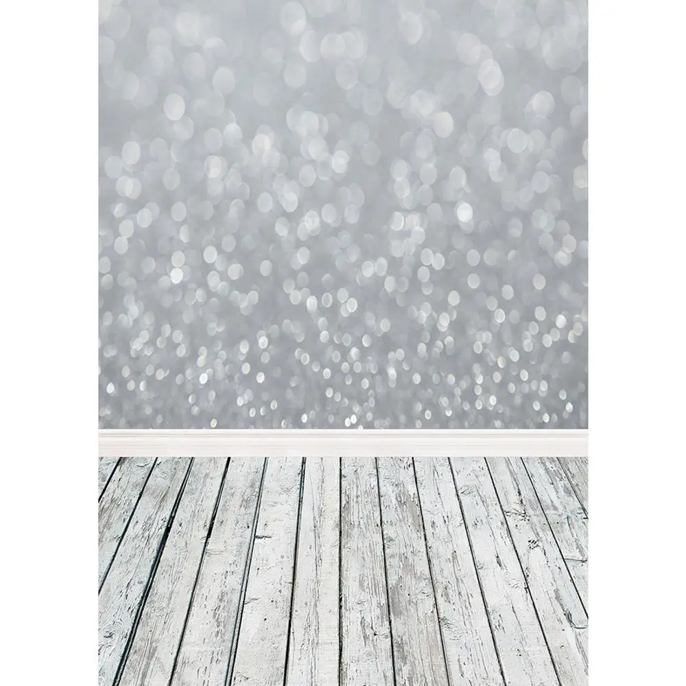 Фон для фотосъемки с серебряными блестящими точками и деревянной доской