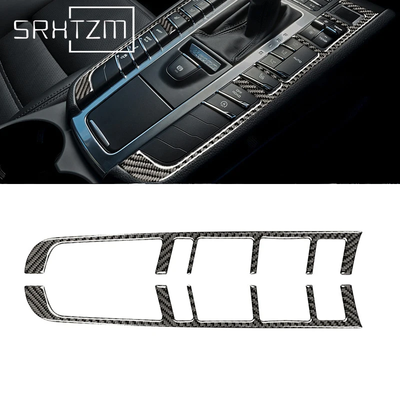 Dla Porsche Macan 2014 2015 2016 2017 2018 2019 2020 2021 z włókna węglowego wykończenie panelu zmiany biegów akcesoria dekoracyjne