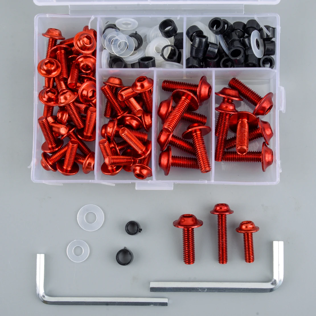 158pcs Fairing Bolts Kit Fender Windscreen Fastener Clips Screws Motorcycle Sportbike Accessories Red