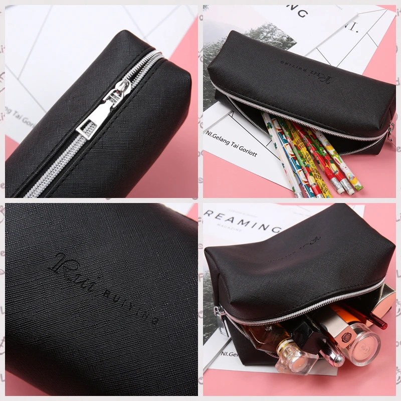 2020 Kawaii Pencil Bag Simple Canvas Pencil Bag Creative Male and Female Student Pencil Case Grid Schools Offices