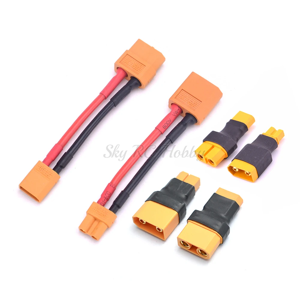 XT60 Male / Female Connector To XT30 / XT90 Plug Converter Adapter / 14AWG Cable Wire for RC Lipo Battery ESC Motor Drone