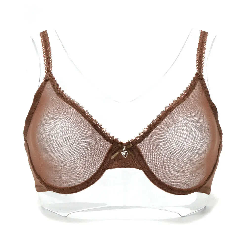 YBCG Bra Panties Sale Separated Women Bra Lace Mesh See Through Stretch Sexy Transparent Bra For Women Fashion Coffee Bras