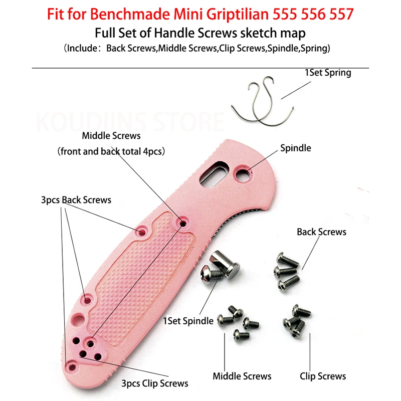Set completo di viti per manico a coltello in lega di titanio per Mini pinza da banco 555 556 557 strumento EDC tascabile su misura fai da te fai unghie