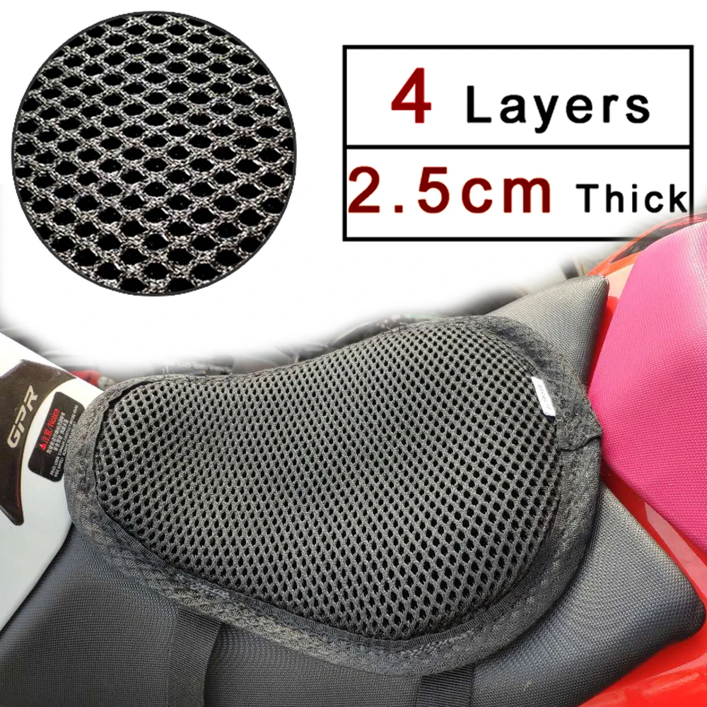 REESSOR Motorcycle 3d Seat Cushion,Summer Cooling Cushions 2.5cm Highten Comfortable Breathable Sandwish Net Fabric Mat