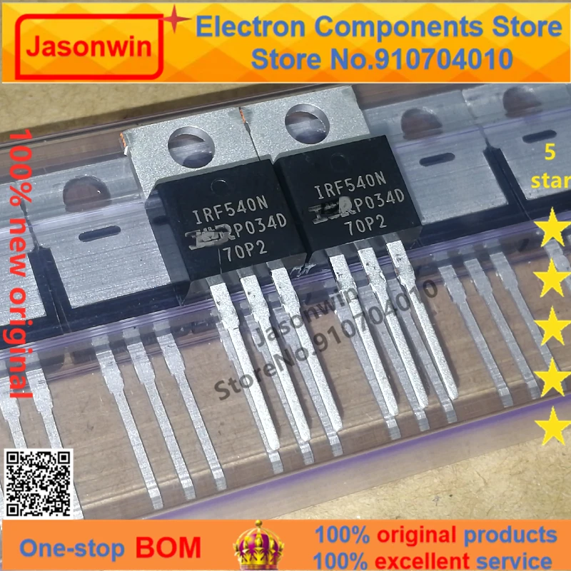 100% nuevo 50 unids/lote original MOSFET IRF540NPBF  33A100V  IRF540N  TO-220 Transistor