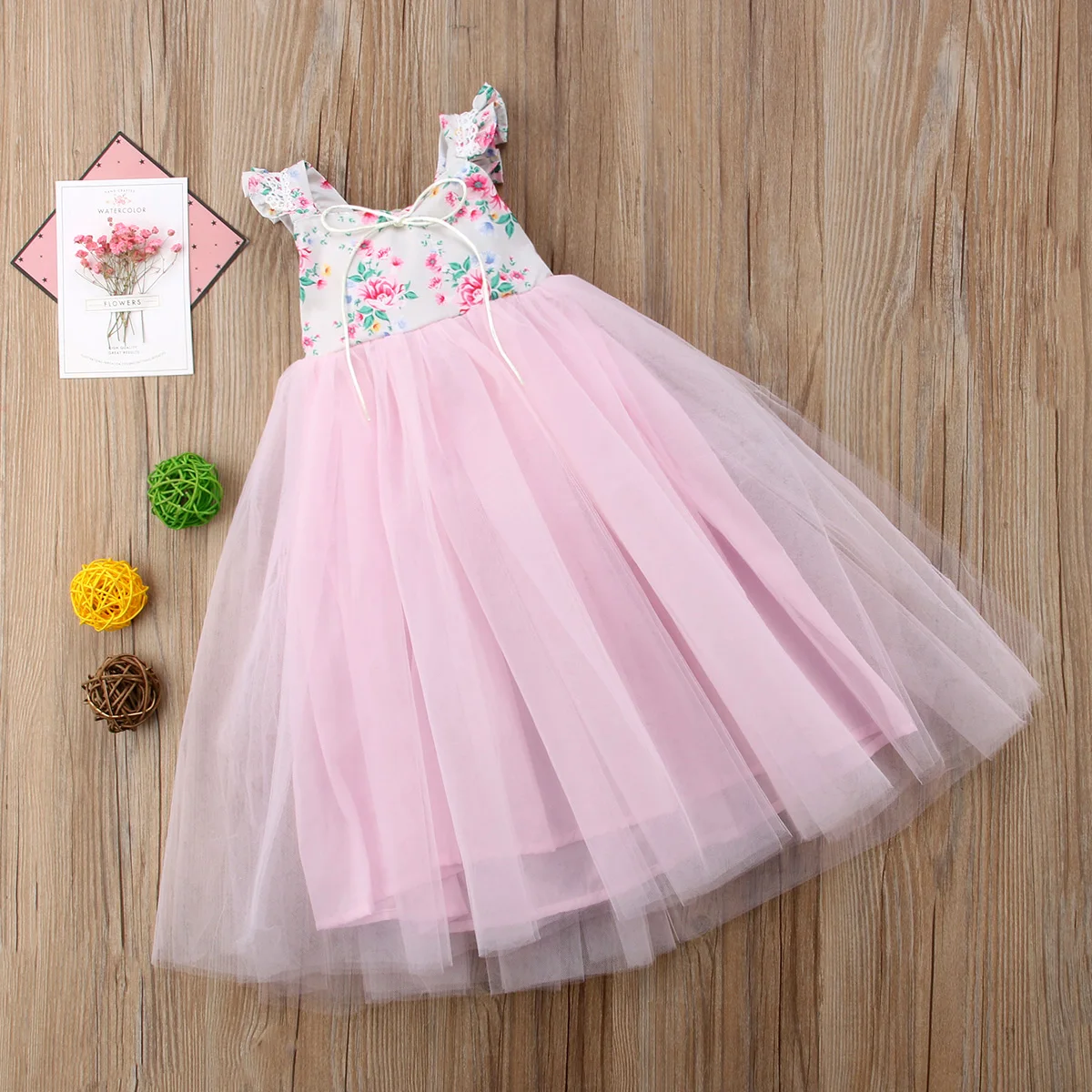 1-7 T Kids Little Girls Princess Dress Evening Party Formal Wedding Birthday Tulle Tutu Long Maxi Dress Baby Clothes