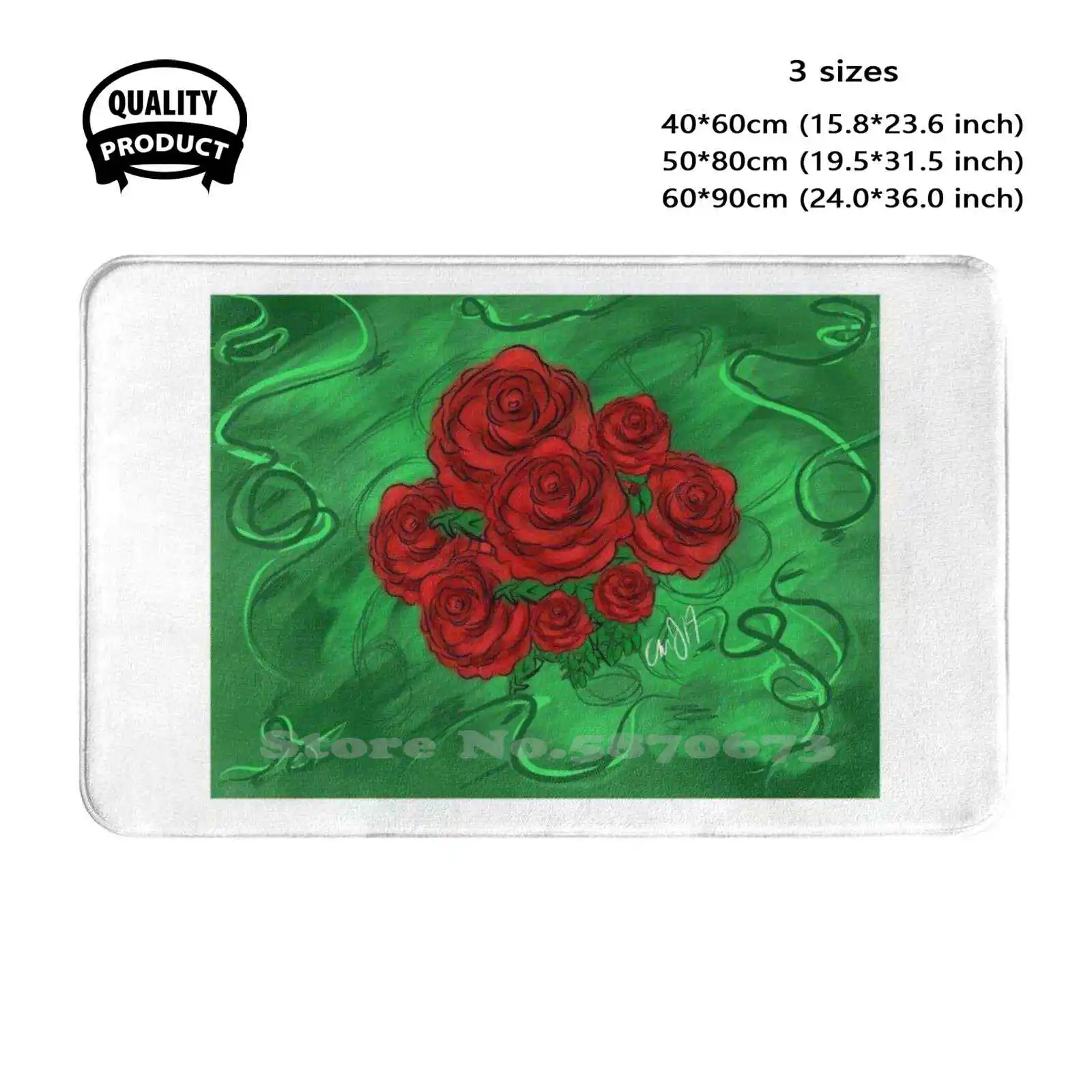 Poison Roses Soft Cushion Home Carpet Door Mat Car Rug Poison Ivy Roses Flowers Fall Love Red Passion