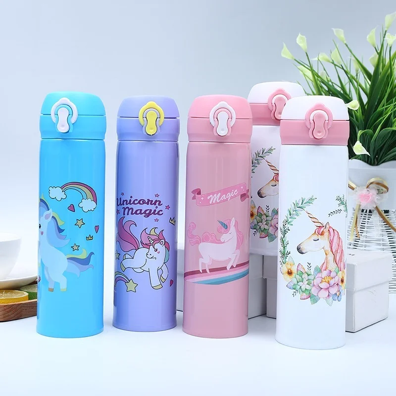 

Stainless Steel Cartoon Bouncing Unicorn Bottle Student Thermos Cup Kawaii Tumbler Drinkware Cute Water Cup for Girls Gifts